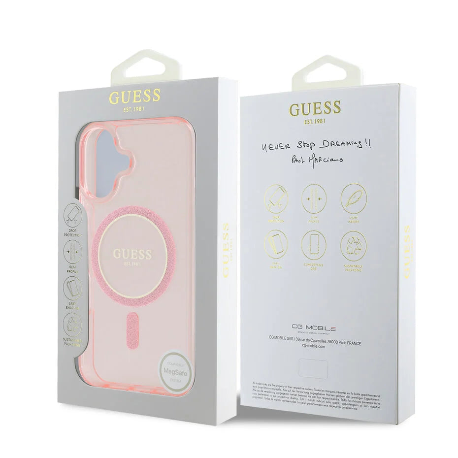 iPhone 16 Backcover Hülle - Magsafe IML Glitter - Pink