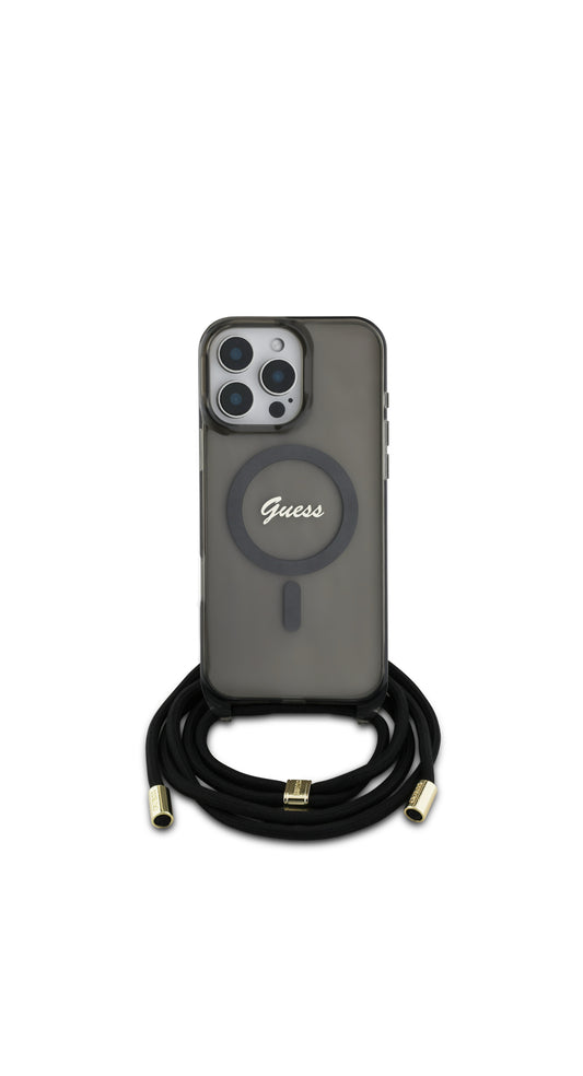 iPhone 16 Pro - black hard case - Crossbody Cord - MagSafe - Black