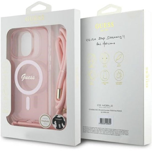 iPhone 16 Pro - pink hard case - Crossbody Cord Script MagSafe - Back Cover