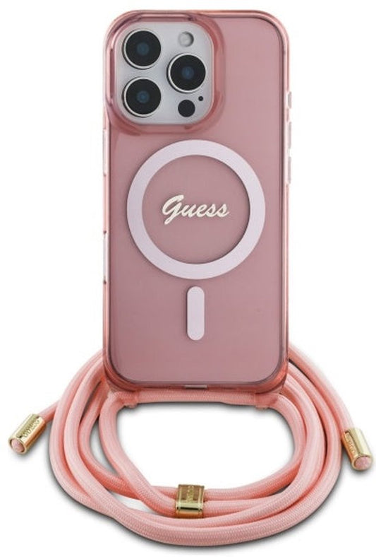 iPhone 16 Pro - pink hard case - Crossbody Cord Script MagSafe - Back Cover