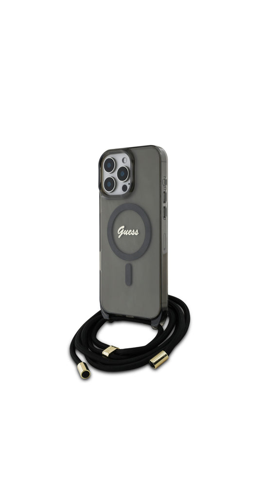iPhone 16 Pro - black hard case - Crossbody Cord - MagSafe - Black
