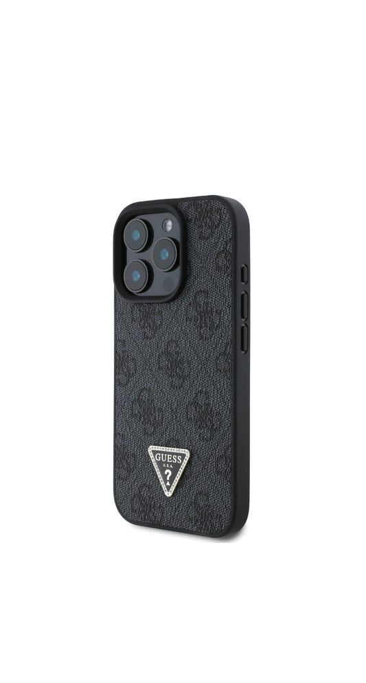 iPhone 16 Pro - Leather Metal logo crossbody - Black