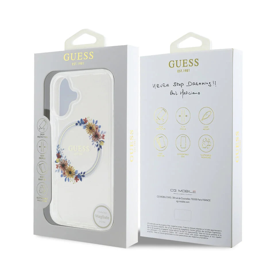 iPhone 16 Backcover Hülle - Magsafe IML Flowers - Transparent