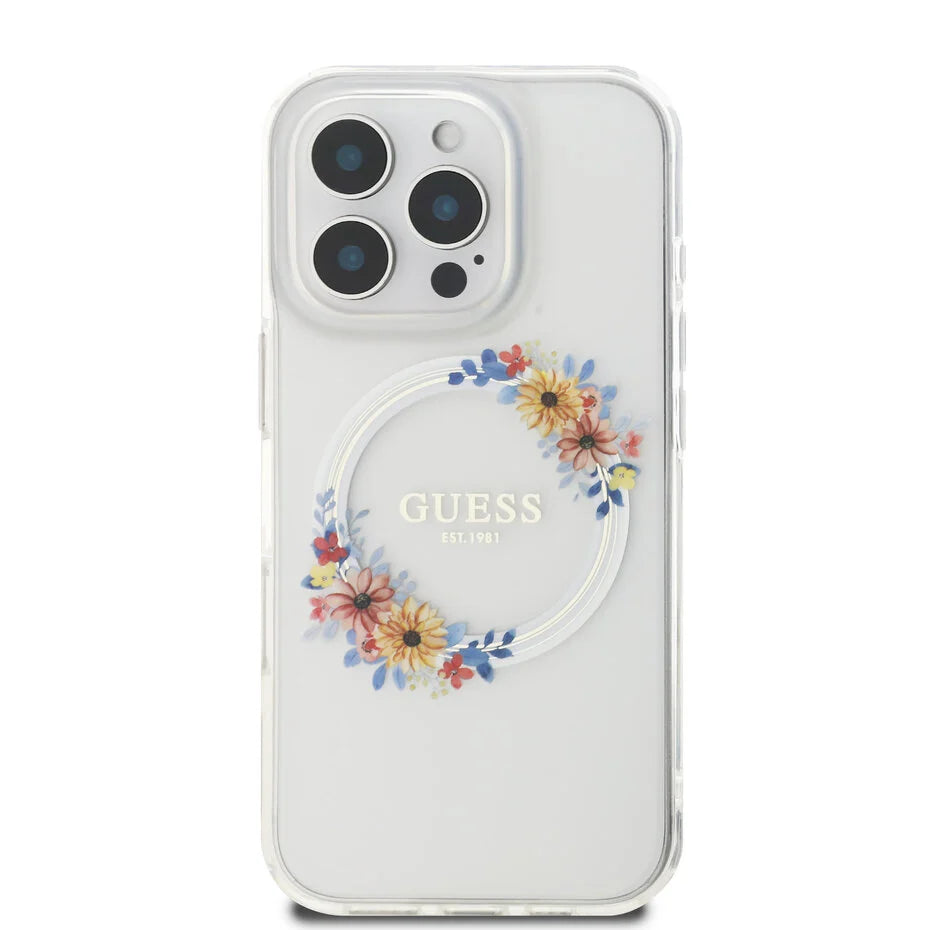 iPhone 16 Pro Back cover case - Magsafe IML flowers wreath - Transparent