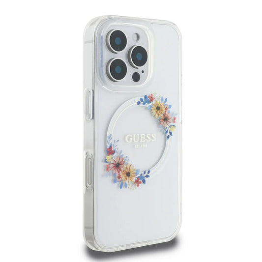 iPhone 16 Pro Back cover case - Magsafe IML flowers wreath - Transparent