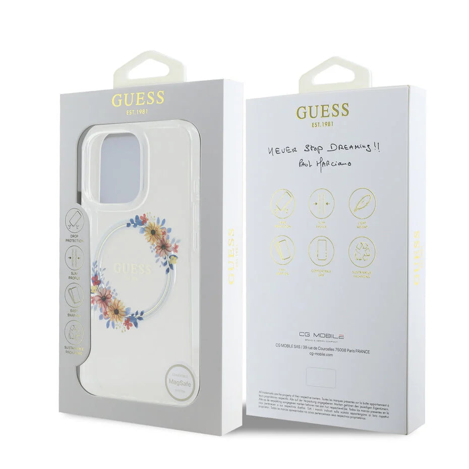 iPhone 16 Pro Back cover case - Magsafe IML flowers wreath - Transparent